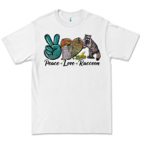 White Peace love raccoon Premium Tee - LillyAllenDesigns