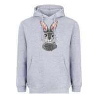 Heather Grey Bunny Face Heavyweight Hoodie - RanaPortraitStore