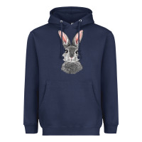 Navy Bunny Face Heavyweight Hoodie - RanaPortraitStore