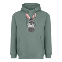Sage Bunny Face Heavyweight Hoodie - RanaPortraitStore
