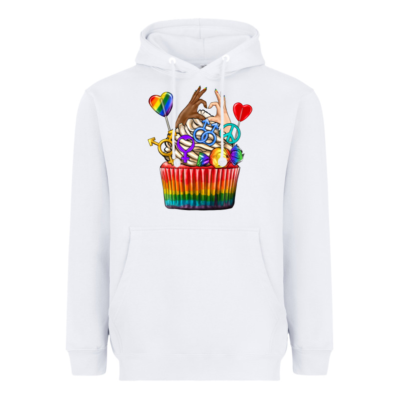 Pride Rainbow Cupcake Heavyweight Hoodie by texasbilliewilder | Teevron