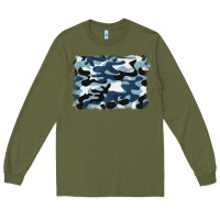 Army Green blue camouflage background Long Sleeve Tee - BarkalooDesign