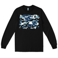 Black blue camouflage background Long Sleeve Tee - BarkalooDesign