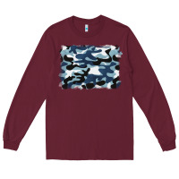 Burgundy blue camouflage background Long Sleeve Tee - BarkalooDesign