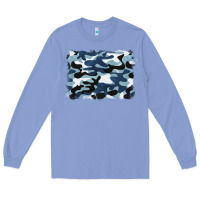 Colony Blue blue camouflage background Long Sleeve Tee - BarkalooDesign