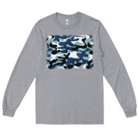 Heather Grey blue camouflage background Long Sleeve Tee - BarkalooDesign
