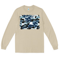Mushroom blue camouflage background Long Sleeve Tee - BarkalooDesign
