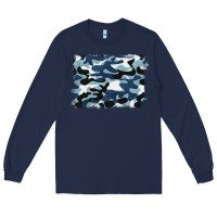 Navy blue camouflage background Long Sleeve Tee - BarkalooDesign