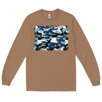 Toasted Coconut blue camouflage background Long Sleeve Tee - BarkalooDesign