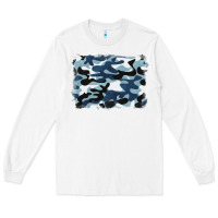 White blue camouflage background Long Sleeve Tee - BarkalooDesign