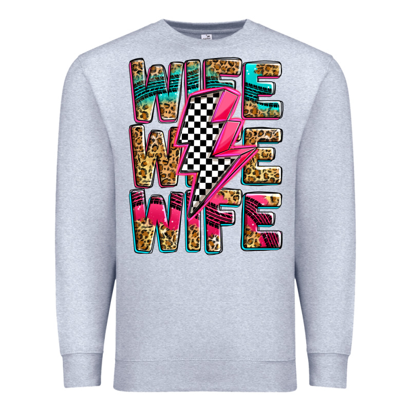 Race Wife Wife Wife Lightningbolt Premium Sweatshirt by Zillion Design Studio | Teevron