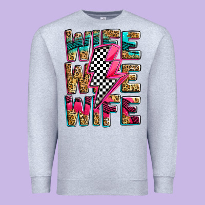 Race Wife Wife Wife Lightningbolt Premium Sweatshirt Designed By Zillion Design Studio