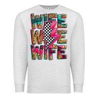 Oatmeal Heather race wife wife wife lightningbolt Premium Sweatshirt - Zillion Design Studio