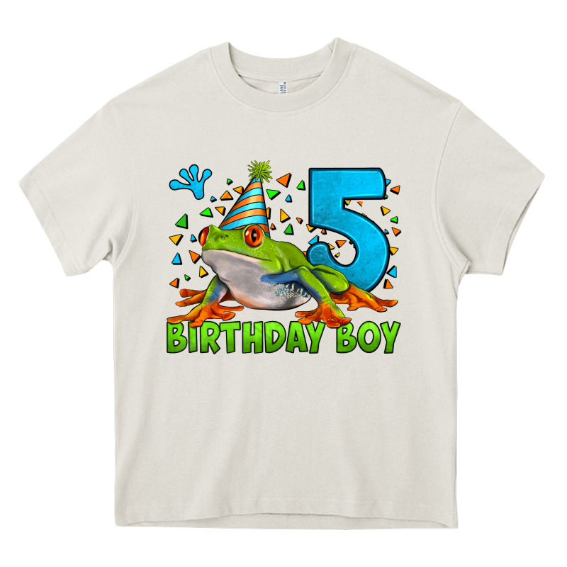 Birthday Boy Frog Age 5 Heavy Core Tee by LillyAllenDesigns | Teevron