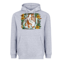 Heather Grey Bunny With Flower Leopard Heavyweight Hoodie - RanaPortraitStore