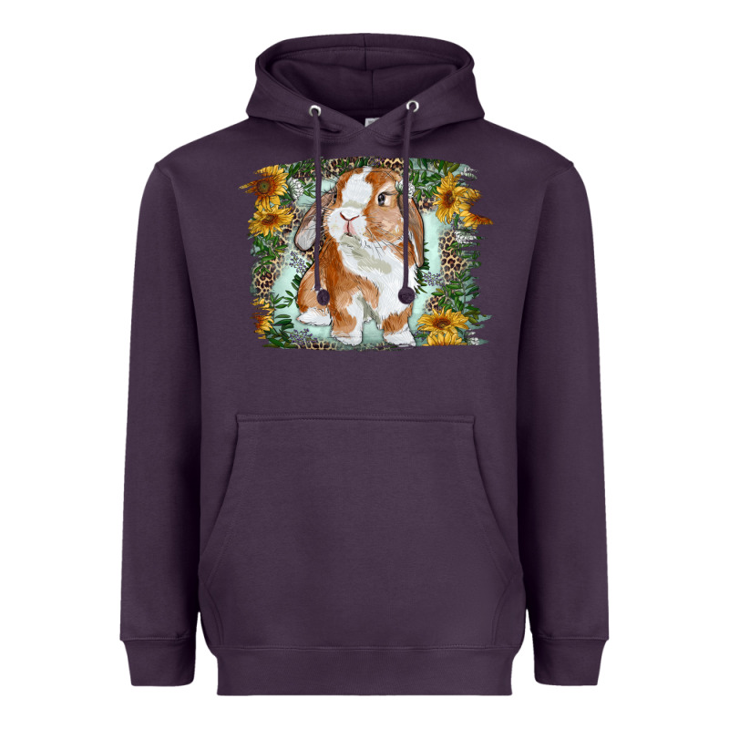 Bunny With Flower Leopard Heavyweight Hoodie by RanaPortraitStore | Teevron