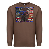 Chestnut bison with american flag and glasses Premium Sweatshirt - RanaPortraitStore