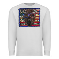 Dove Grey bison with american flag and glasses Premium Sweatshirt - RanaPortraitStore