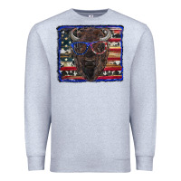 Heather Grey bison with american flag and glasses Premium Sweatshirt - RanaPortraitStore