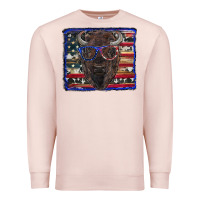 Pale Pink bison with american flag and glasses Premium Sweatshirt - RanaPortraitStore