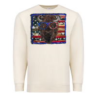 Sandshell bison with american flag and glasses Premium Sweatshirt - RanaPortraitStore