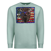 Seafoam bison with american flag and glasses Premium Sweatshirt - RanaPortraitStore