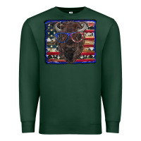 Sports Green bison with american flag and glasses Premium Sweatshirt - RanaPortraitStore