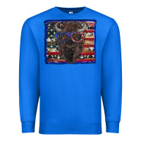 True Royal bison with american flag and glasses Premium Sweatshirt - RanaPortraitStore