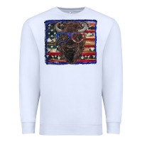 White bison with american flag and glasses Premium Sweatshirt - RanaPortraitStore