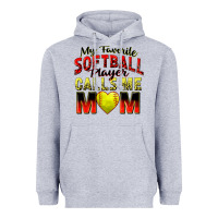 Heather Grey my favorite softball player calls me mom Heavyweight Hoodie - Zillion Design Studio