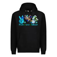 Black peace love winter ado Premium Hoodie - AdoDesignShop