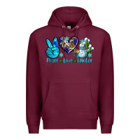 Burgundy peace love winter ado Premium Hoodie - AdoDesignShop