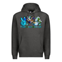 Charcoal Heather peace love winter ado Premium Hoodie - AdoDesignShop