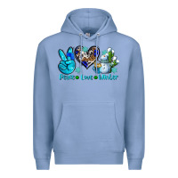 Colony Blue peace love winter ado Premium Hoodie - AdoDesignShop
