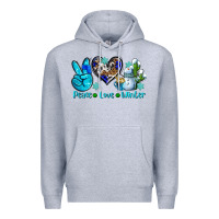 Heather Grey peace love winter ado Premium Hoodie - AdoDesignShop