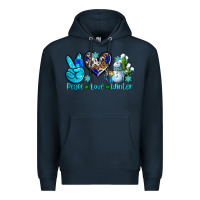 Navy peace love winter ado Premium Hoodie - AdoDesignShop
