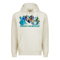 Oatmeal Heather peace love winter ado Premium Hoodie - AdoDesignShop