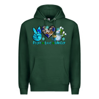 Sports Green peace love winter ado Premium Hoodie - AdoDesignShop