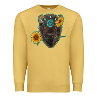 Antique Gold bison head with sunflowers and gemstone Premium Sweatshirt - RanaPortraitStore