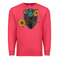 Cardinal bison head with sunflowers and gemstone Premium Sweatshirt - RanaPortraitStore