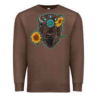 Chestnut bison head with sunflowers and gemstone Premium Sweatshirt - RanaPortraitStore