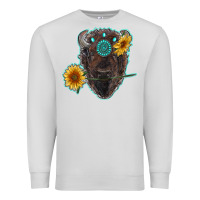 Dove Grey bison head with sunflowers and gemstone Premium Sweatshirt - RanaPortraitStore