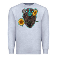 Heather Grey bison head with sunflowers and gemstone Premium Sweatshirt - RanaPortraitStore