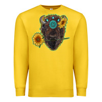Lemon bison head with sunflowers and gemstone Premium Sweatshirt - RanaPortraitStore