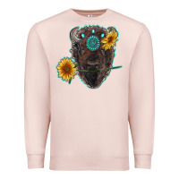 Pale Pink bison head with sunflowers and gemstone Premium Sweatshirt - RanaPortraitStore