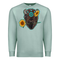 Seafoam bison head with sunflowers and gemstone Premium Sweatshirt - RanaPortraitStore