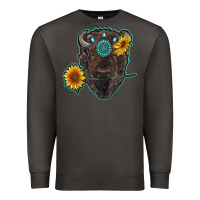 Smoke bison head with sunflowers and gemstone Premium Sweatshirt - RanaPortraitStore