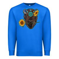 True Royal bison head with sunflowers and gemstone Premium Sweatshirt - RanaPortraitStore