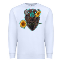 White bison head with sunflowers and gemstone Premium Sweatshirt - RanaPortraitStore