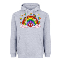 Heather Grey pride rainbow with daisy and butterfly Heavyweight Hoodie - texasbilliewilder